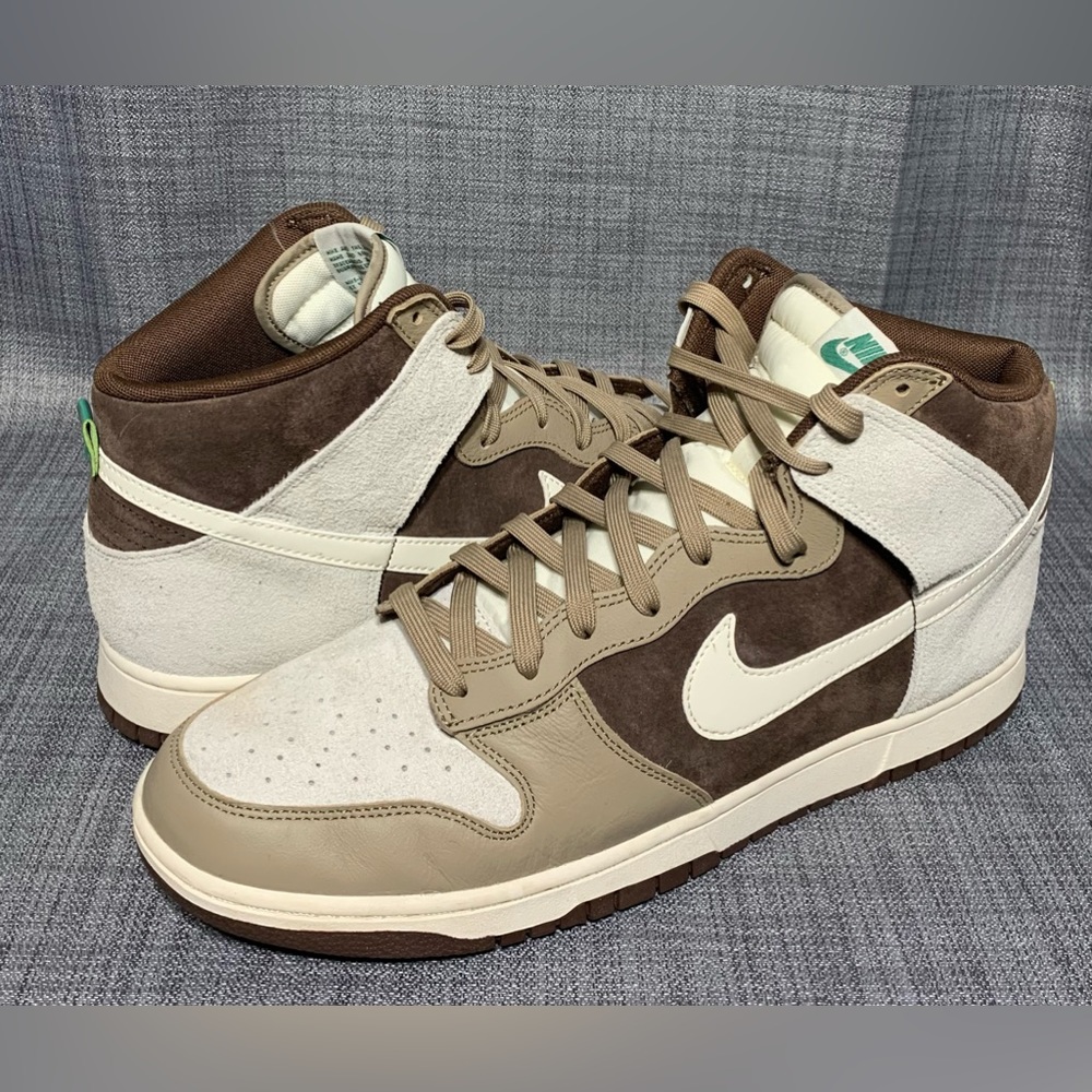 Nike Dunk HI Retro PRM Size 14 Sail Khaki Light Chocolate Mens Shoe DH5348-100